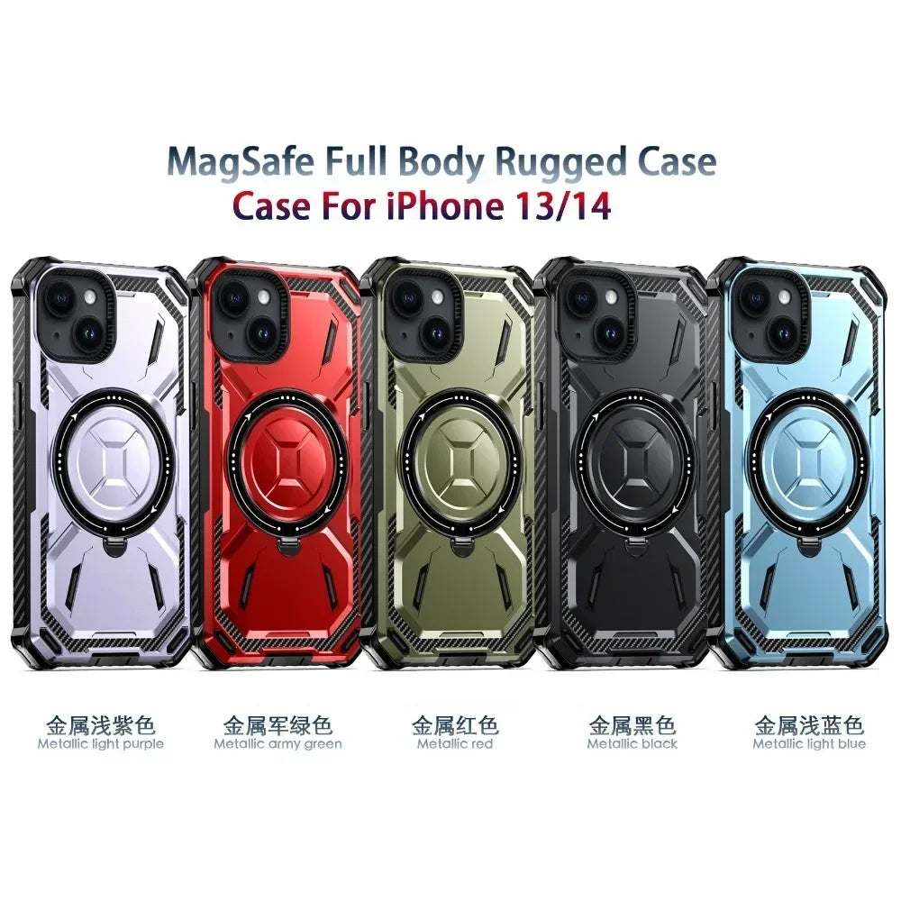 Armor Rugged For MagSafe Magnetic Phone Case Cover With Ring Holder &Belt Clip Holster