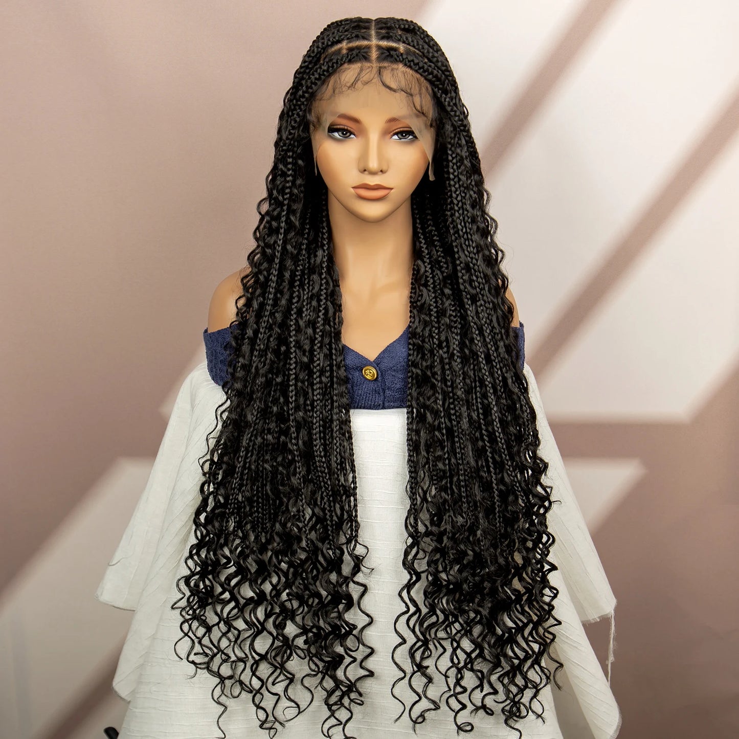 36 Inch Knotless Box Braided Wigs Synthetic Full Lace