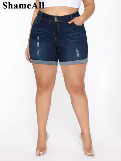 Push Up Slim Hip Cuffed Short Jeans