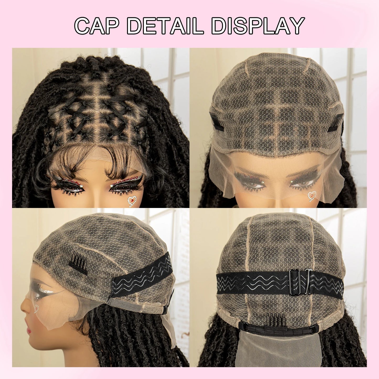 Synthetic Knotless Locs Braided Wigs for Black Women with Baby Hair Full Double Lace Braiding Wig Faux Locs Cornrow Braids Wig