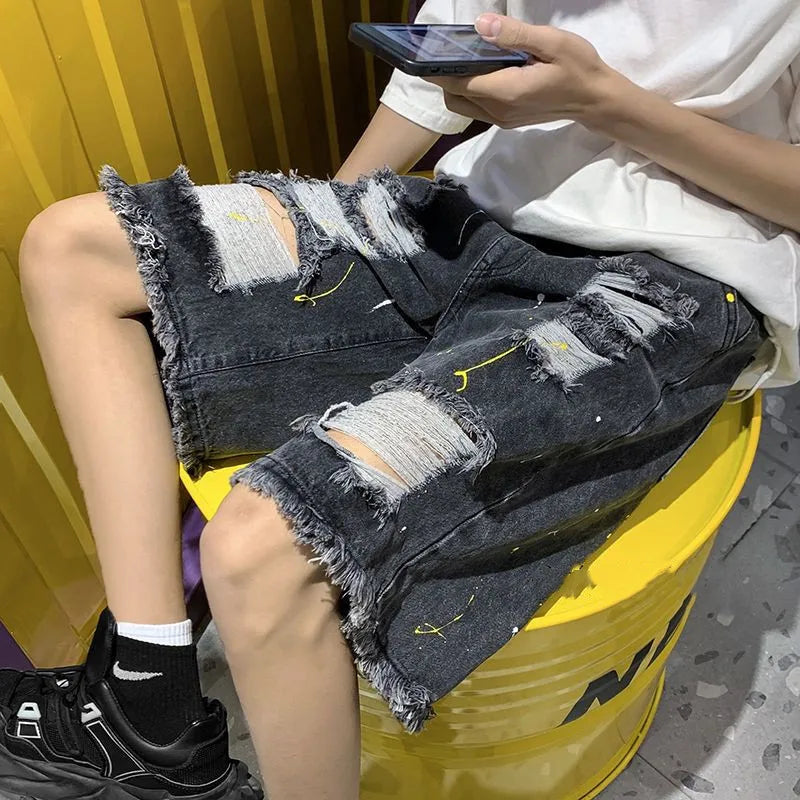 Ripped Denim Shorts