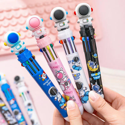 10 Colors Cartoon Astronaut Ballpoint Pen School Office Supply Stationery Papelaria Escolar Multicolored Pens Kawaii Stationery