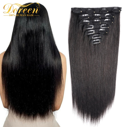 Extensiones de cabello con clip Remy brasileño de cabeza completa Doreen cabello humano 100%