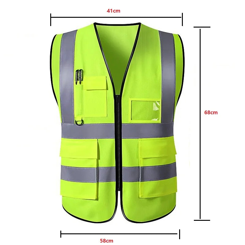 Multi-pocket Highlight Reflective Safety Vest Traffic Vest Breathable Racing Running Sports Railway Coal Miners Uniforms