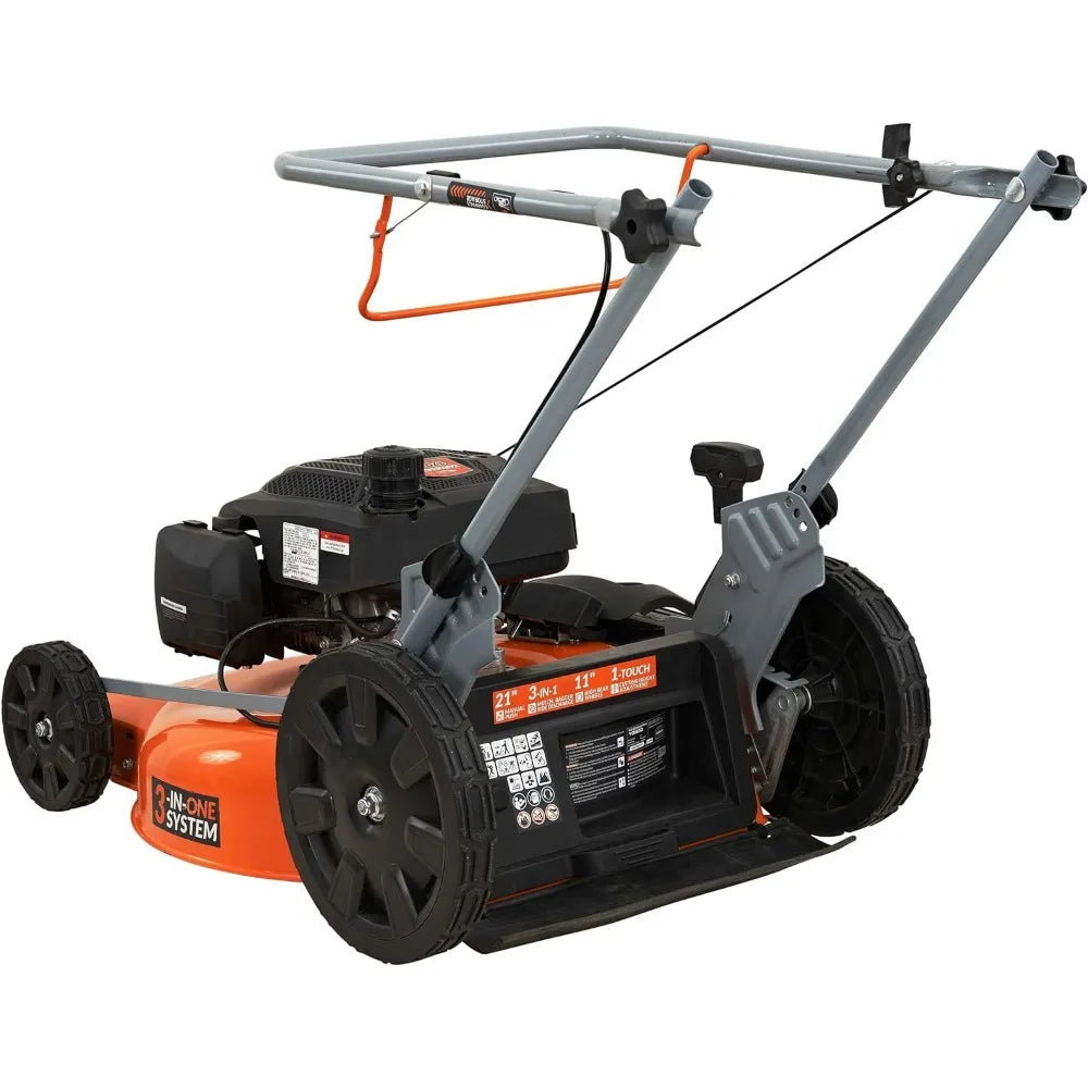 21 in. 170cc 3-in-1 Gas Walk Behind Push Lawn Mower with High Rear Wheels