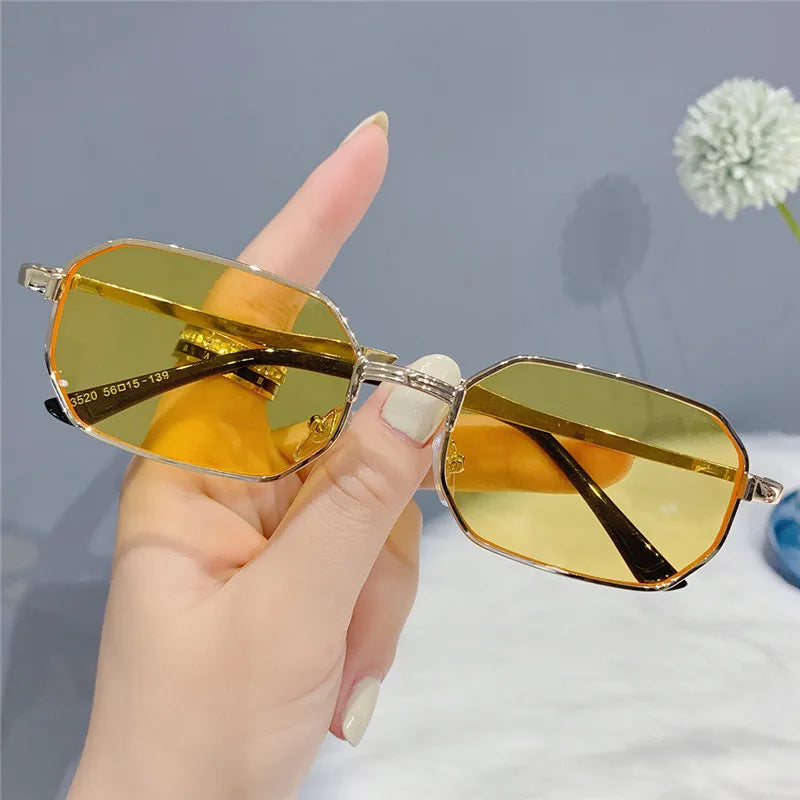 Narrow Men's Sunglasses Fashion Rectangle Women metal Luxury Brand Sun glasses 2021 Classic Oculos Masculino Glasses UV400