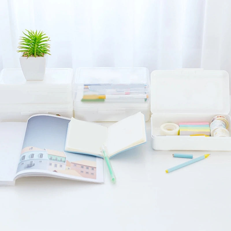 Transparent Pencil Case Plastic Pencil Box Crayon Pen Storage Box Marker Pen Case Stackable Office Supplies Box Pencil Case