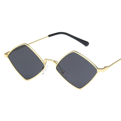 Hipster Polygon Women Sunglasses Irregular Vintage Small Frame Rhombus Ladies Sunglasses Shades Retro Alloy Eyewear Black