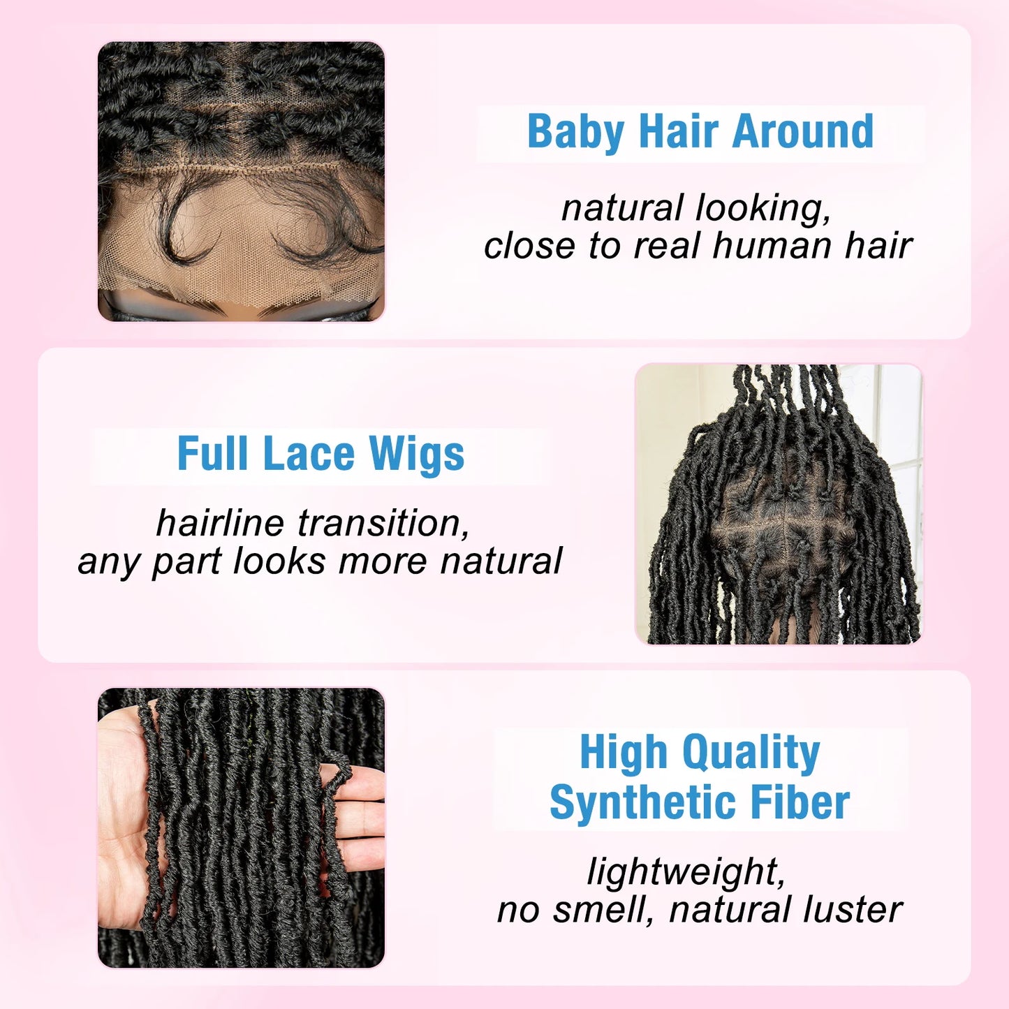 Super Long 36 Inches Synthetic Full Lace Dreadlock Box Braided