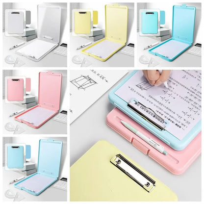 A4 File Folder A4 File Clipboard Box Case Large Capacity Waterproof Memo Clip Board Plastic File Storage File Organizer Student