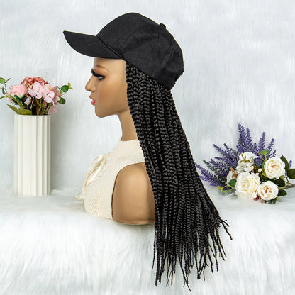 Synthetic Thick Braids With Adjustable Cap Box Braided Wig Cap Synthetic Hair Extension Braiding Braids With Baseball Cap