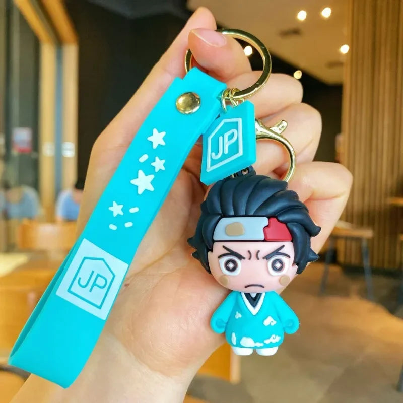 Demon Slayer Cartoon Keychain Anime Action Figures Kamado Tanjirou Nezuko Hashibira Inosuke Cartoon Doll Car Key Decoration Gift