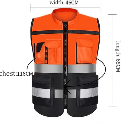 High Visibility Multi Pocket Oxford Fabric Reflective Safety Vest Customized Logo For Night Riding Reflective Vest