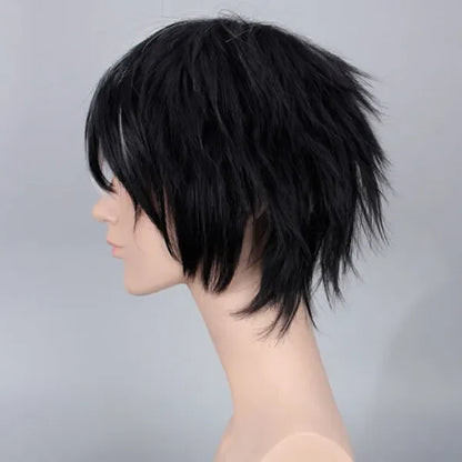 Short Women’s Black & White Cosplay Anime Party Hair Wig Heat Resistant