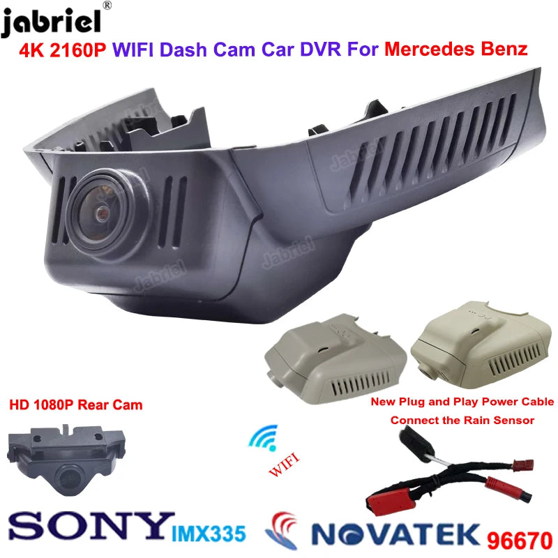 Cámara de salpicadero Dvr para coche, cámara trasera 2K 4K 2160P Wifi para Mercedes Benz Clase C w203 w204 Clase E w211 w212 GLK X204 Dashcam sin cableado