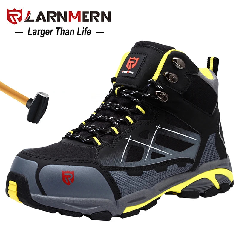 Larnmern Mens Safety Work Boots Steel Toe Shoes Anti-puncture Anti-static Non Slip Protective Boots