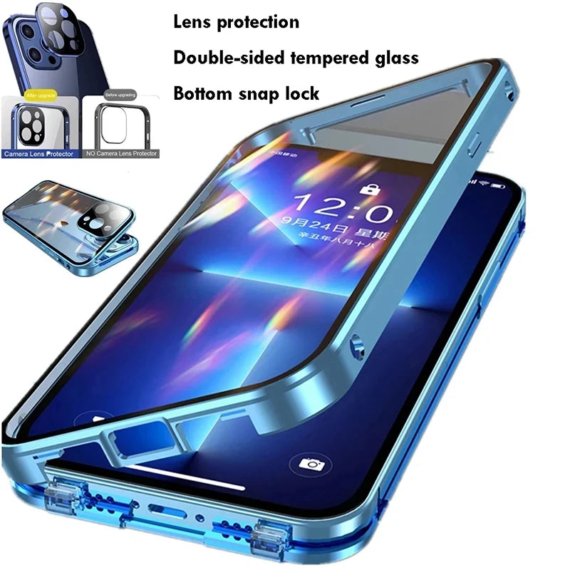 360°Full Protection Metal Magnetic Snap Lock iPhone Case