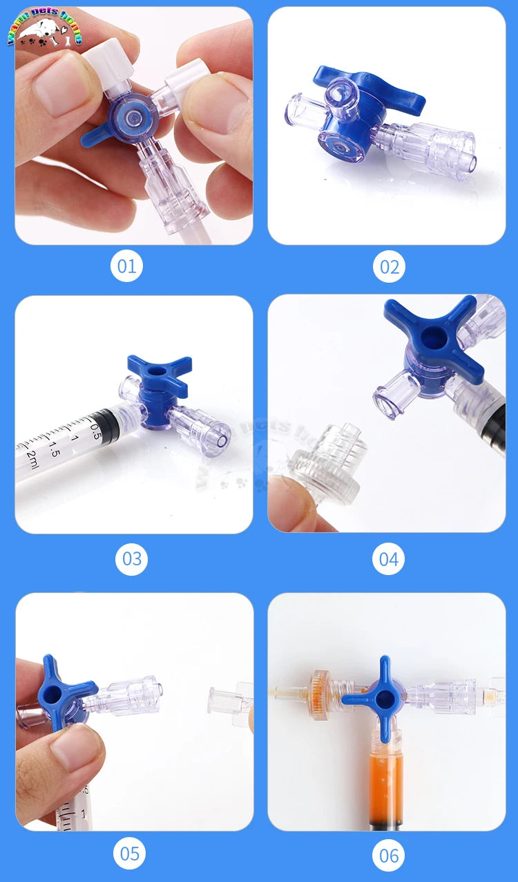 Disposable Three Way Stop Cock Luer Lock Adapter 3 Way Stopcock Flexiable T-Connector Extension Tube for Clinic Hospital