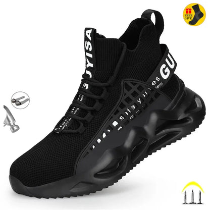 Men's Boots Safety Shoes Steel Toe Boots Breathable Puncture-Proof Work Safety Boots