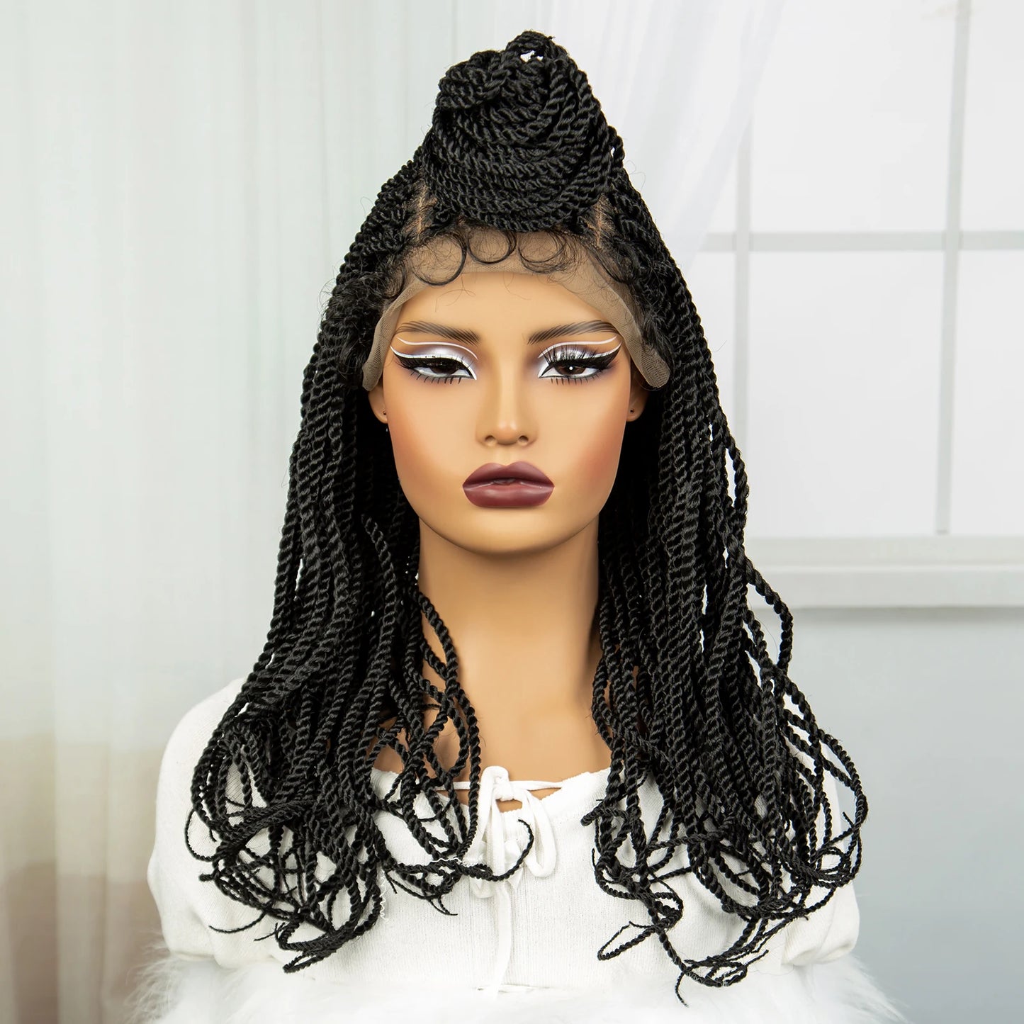 Synthetic Lace Front Braided Wigs 20inch Straight Braided Lace Wigs for Women Knotless Box Braiding Hair Wig Handmade Twist Wigs