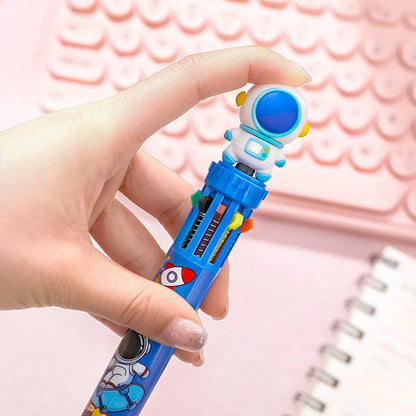 10 Colors Cartoon Astronaut Ballpoint Pen School Office Supply Stationery Papelaria Escolar Multicolored Pens Kawaii Stationery