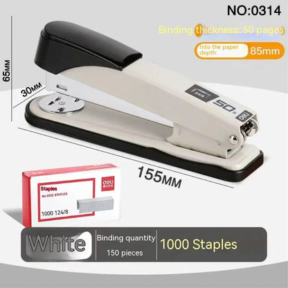 Manual Stapler 30/50 Sheets Effortless Stapler Paper Book Binding Stapling Machine School Office Supplies with 1000 Staples