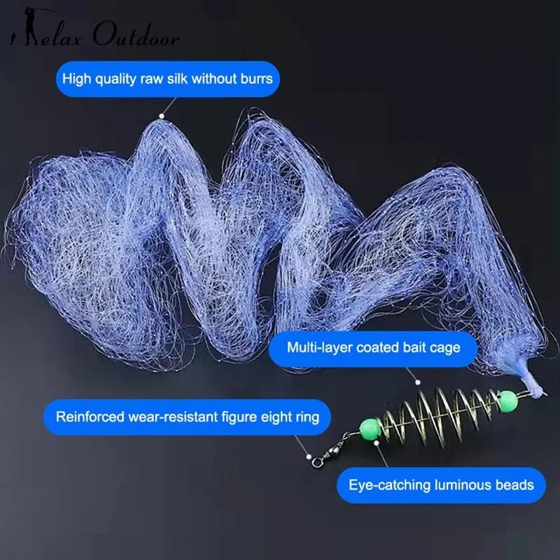 Fishing Nets Net Traps Mesh Luminous Bead Nets Sea Fish Nets Fishing Gear Copper Shoals Cast Gill Feeders Fishing Tool