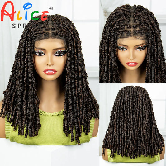 Synthetic Passion Twist Braids Wig Lace Spring Twist Braided Wigs Kontless Box Crochet Braided Lace Wig