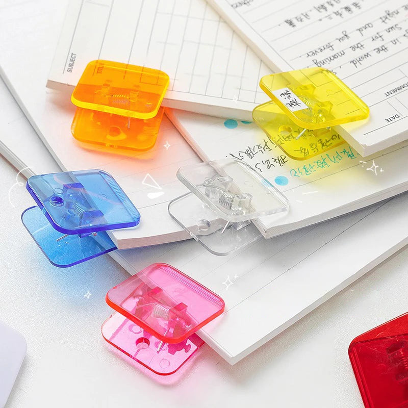 5pcs Kawaii Transparent Paper Clips Candy Color File Documents Binder Clips Notebook Bookmarks Index Page Tickets Holder Clamps