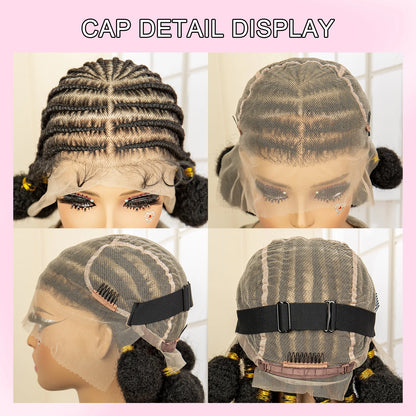 Synthetic Full Lace Bantu African Knotless Box Braids Wig Lightweight Lace Frontal Braiding Wig