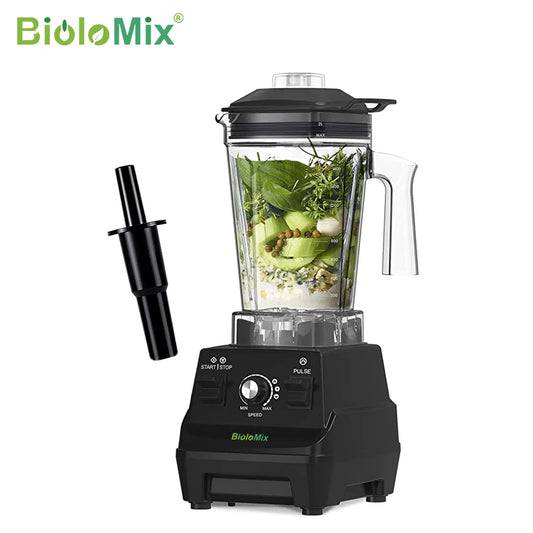 BioloMix Mini Pro Batidora de batidos profesional de 1800 W, recipiente de 1,8 l, negro/rojo, autolimpiante