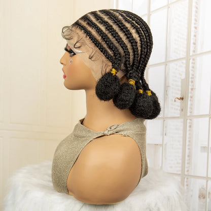 Synthetic Full Lace Bantu African Knotless Box Braids Wig Lightweight Lace Frontal Braiding Wig