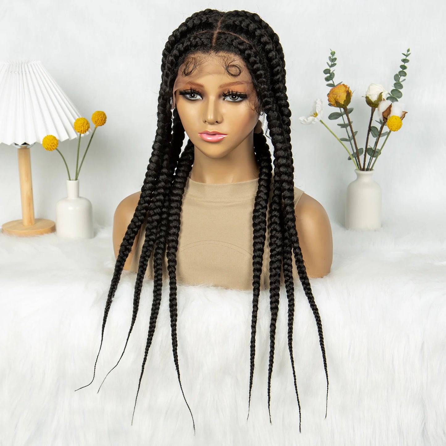 Kima 13*1 Lace Frontal Wig Synthetic Cornrow Braided Wigs 8 Dutches