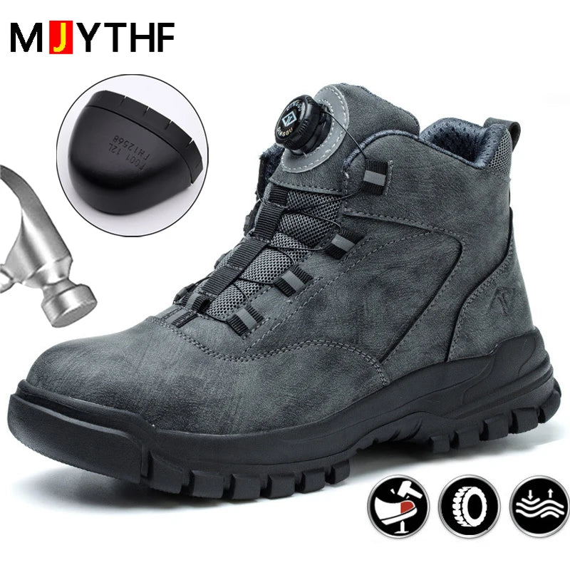 Rotating Buttons Steel Toe Shoes Safety Boots