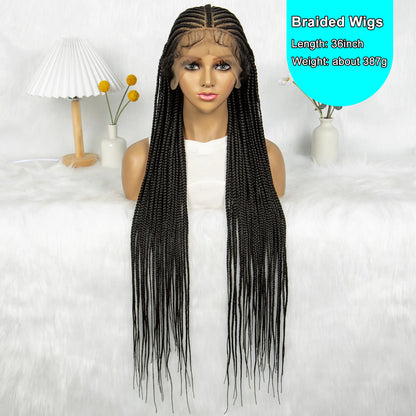 Kima Synthetic Cornron Braided Wigs Full Lace Braiding Wigs T Part Box Braids Wig For Black Women