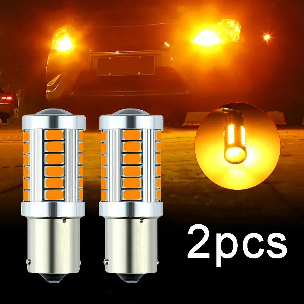 2pcs Amber Yellow LED Car Canbus No Error Turn Signal Lights