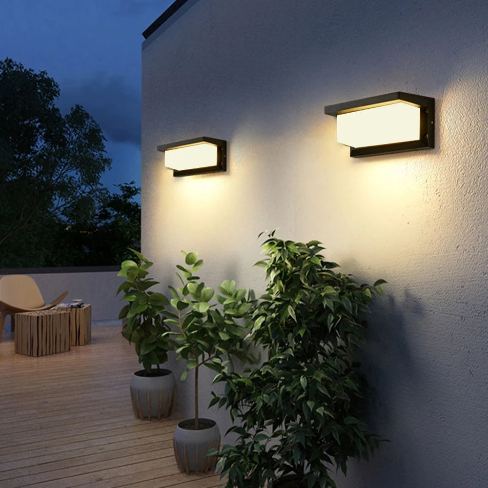 Lámpara LED de pared para exteriores, resistente al agua IP65, Sensor de Radar, iluminación montada en superficie, luces para porche, balcón, jardín, aplique de 12W, 18W y 30W