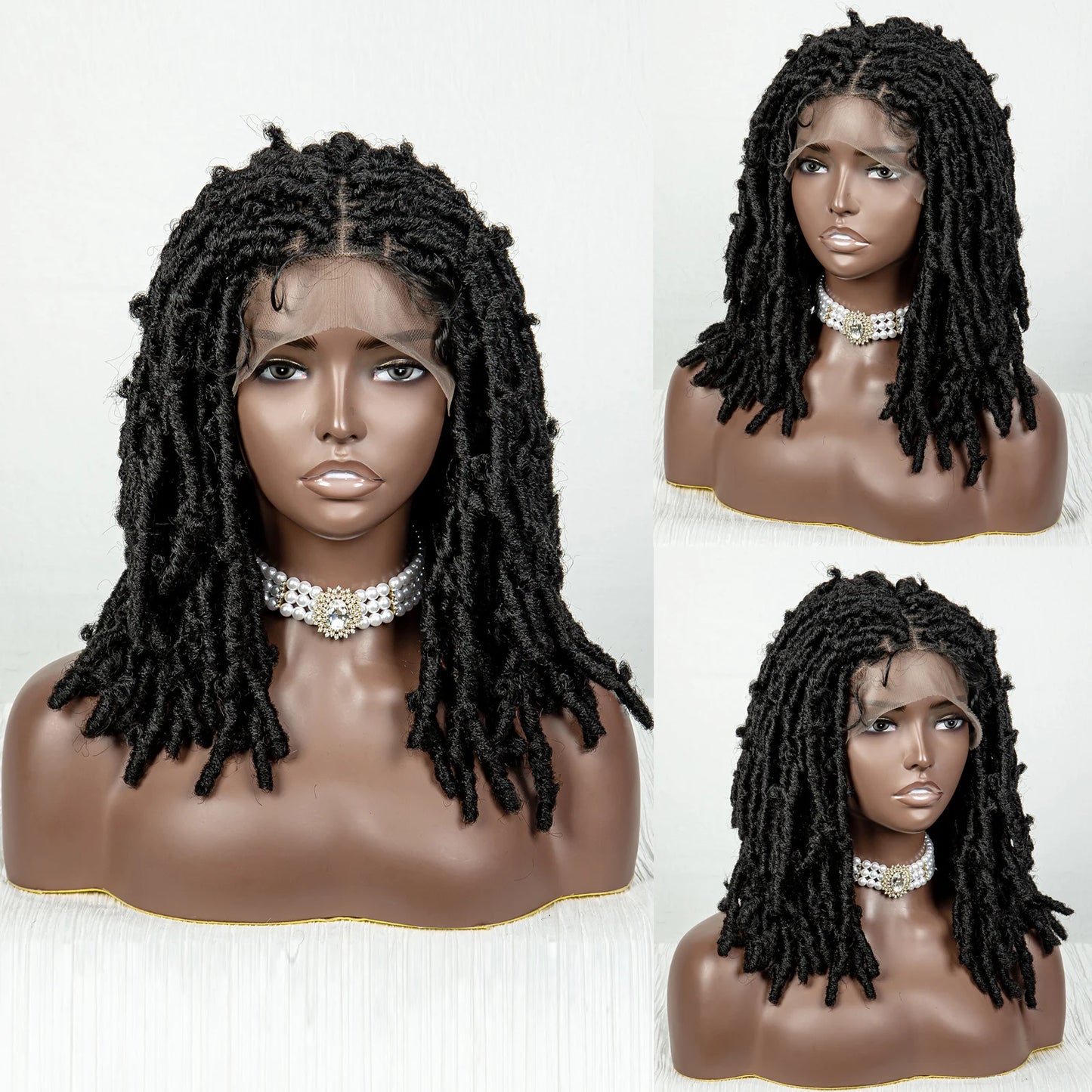 Synthetic Dreadlocks Braided Bob Wigs Lace Front Braiding Hair Wig Crochets Braids Wig Butterfly Locs Crochet Hair Wig for Women