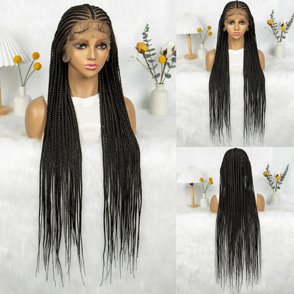 Kima Synthetic Cornron Braided Wigs Full Lace Braiding Wigs T Part Box Braids Wig For Black Women