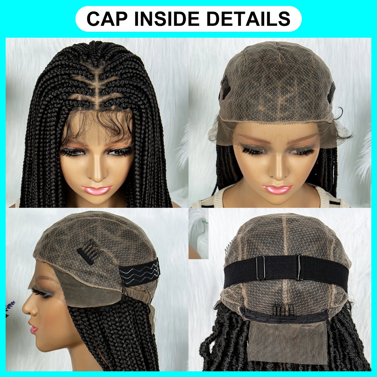 Synthetic Full Lace Wig Braided Wigs For Black Women Triangle Box Wig Braid 36 Inches Braiding Hair Knotless Box Braids Wigs