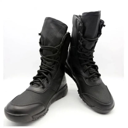 Botas militares militares de tobillo de combate para hombre con cordones impermeables