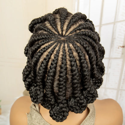 Cornrow Braided Wigs Synthetic Afro Bantu Braids with Baby Hair 8 Inches Full Lace Knotless Braiding Wig