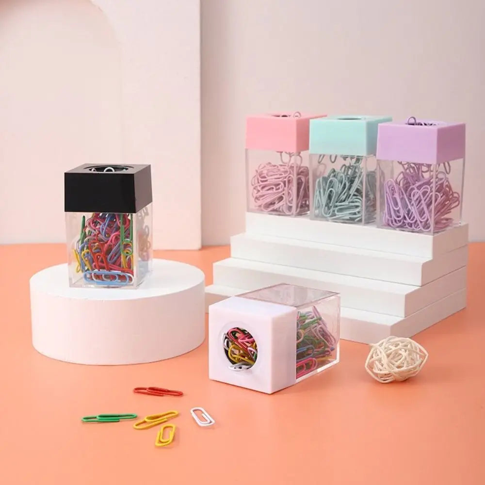 Paper Clip Holder Clips Dispenser Desk Magnetic Absorption Box Paperclip Holder Stationery Porta Clips Dispensador