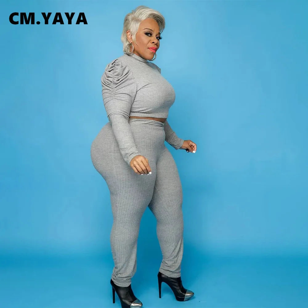 CM.YAYA Ribbed Two Piece Set