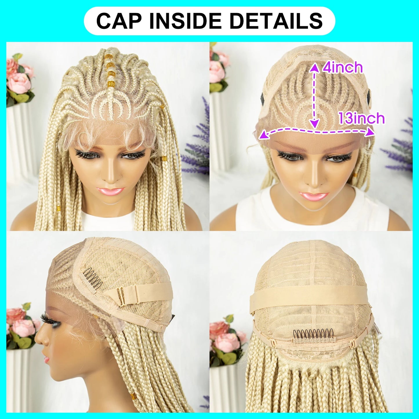 Synthetic Lace Front Synthetic Box Braided Wig Braids Wig Knotless African Braiding Wig With HairCorrow Braided Wigs