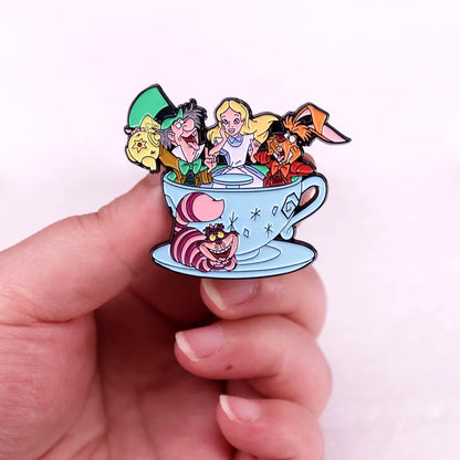 Alice In Wonderland Enamel Pins Fantasy Movies Cartoon Anime Metal Brooch Badge Fashion Jewellery Backpack Accessory Gifts