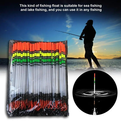 80PCS/Set Thickened Vertical Fishing Float Conspicuous Color Fish Gear Outdoor Automatic Reminder Stick Buoy Bobber Lure