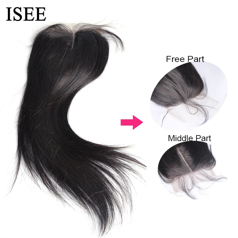 ISEE HAIR Cierre de cabello liso malasio