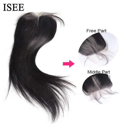 ISEE HAIR Cierre de cabello liso malasio