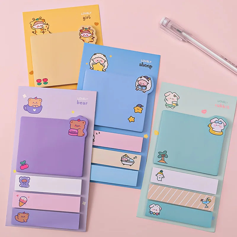 Kawaii Ins Girly Animals Index Memo Pad N Times Sticky Notes To Do List Planner Sticker Cute Stationery